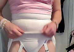 Holly's white skirt bulge