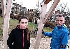 HUNT4K. Hawt athlete was picked up on the street and drilled in front of her BF in stranger's car