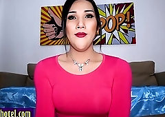 Horny big tits ladyboy sucked big dick before anal sex