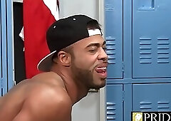 Black stud Micah Brandt gets fucked by Ali Liam in locker room