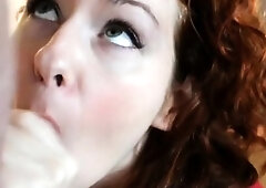 POV blowjob footjob handjob with Karla Kush eating cum