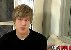 Youthful Light-Haired Interviewed before Solo Onanism