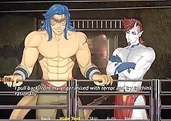 Guy plays with himself in gay anime style