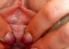 Vicky stretches and flexes her pussy to explore her wet vagina and asshole