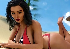 Big-boobed donk in action