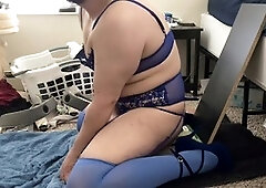 Rectal, solo, chubby crossdresser