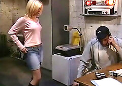 Cute blonde girl having sex at work