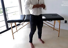 Straight Stud Miles Cant Control Erection During Massage