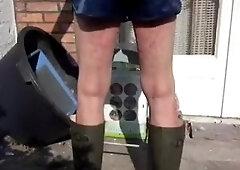 nlboots - adidas shorts and green hunting boots outdoors
