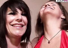 Slut widens legs as a lesbo lover licks cunt