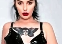 Latex slut solo anal masturbation