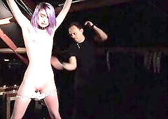 A slavery serf obedient gets spanked in pang yells but loves and endure his hardcore wips and candles the taskmaster ties her up and masturbates and s