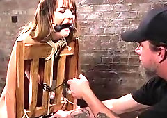 Restrained sub slut destroyed into submission by BDSM dungeon master