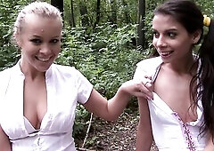 2 hawt hot pee beauties in the wood in screwing hot suit do a bit of hot lesbo and then they the one and the other pee twice. One chap discovered 