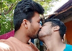 Funny moment with Indian gay couple interrupted while outdoor blowjob