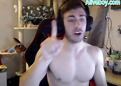 young man teasing on cam