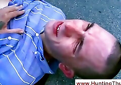 Black boy gets his nasty face spunked on