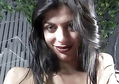 Flat chested Russian tranny cutie toys her tight pale ass