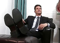The boss is pleased with his new foot-licking employee