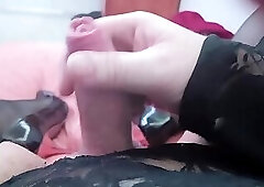 stroking my cock on the bed