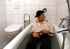 Soaked leather panties and white shirt