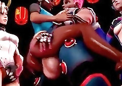 Futanari masturbating their huge cocks and fucking girls and shemales