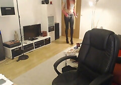 Smoking redhead in wetlook Dance 2