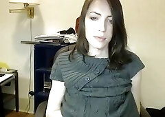 Beautiful brunette shemale teases with her perfect body and masturbates