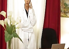 Lusty shemale cutie pussy drills a trans man and cums