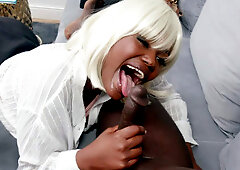 Lexi Luv is sucking Freddy Gong's huge black shaft