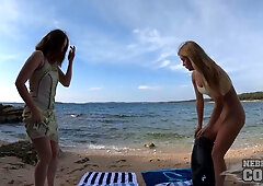 Nude Yoga On Private Secluded Tropical Beach With Mira And Katrina Stretching