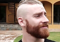 Handsome tranny face fucks and anally rails a ginger twink