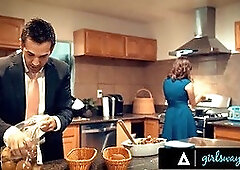 Jay Taylor cheats on his man with Angela White's busty wifey during dinner