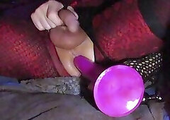 Sissy late night extreme dildo play and butt plug