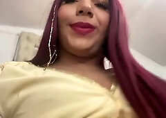 Stylish shemale Honey showers with jizz and golden rain