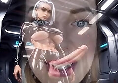 Cum filled futanari fuck ride for voluptuous 3D beauty