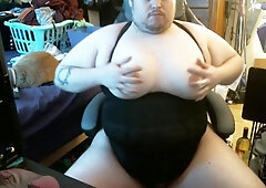 Fat femboy squeezing into shapewear 2