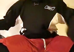 Cum in full hockey gear