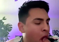 Latino Boy Deep Throating Big White Cock