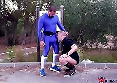 Sheer sock outdoor fuck